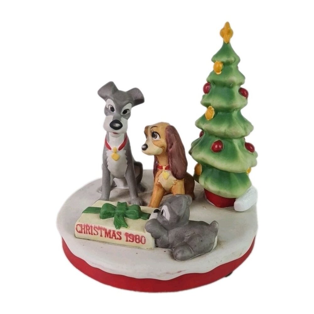 1980 Disney Grolier Limited Edition Figurine Christmas “Lady & The Tramp”